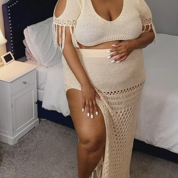 Crochet Skirt Set - Cream 3X - Picture 2 of 8